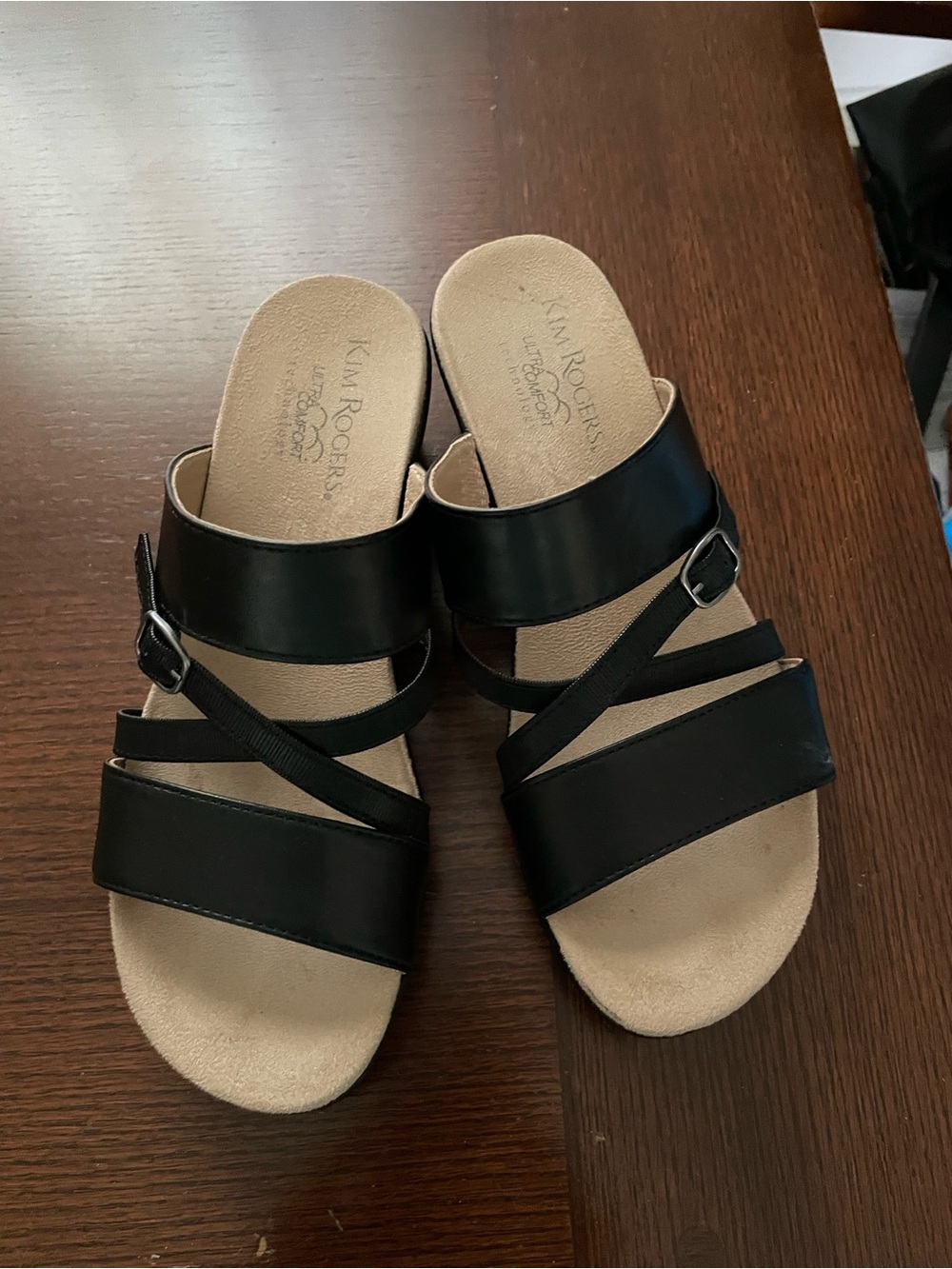 Kim Rogers Black Multi-Strap Slide Sandals